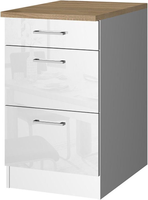 Lomadox - Küchen-Auszugschrank 50 MARANELLO-03 Weiß Hochglanz Breite 50 cm