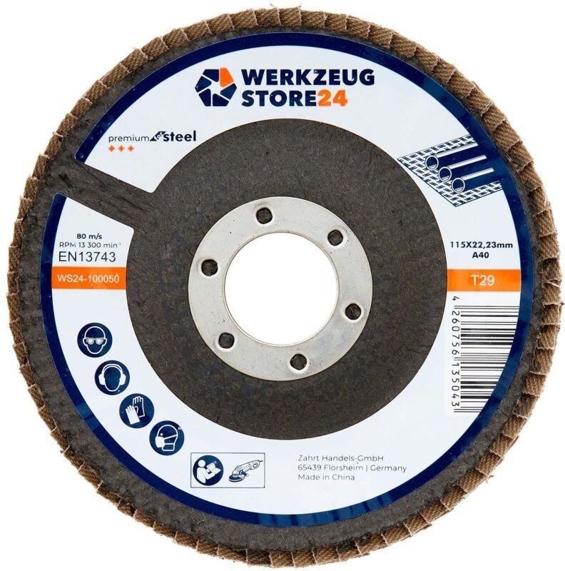 Ws24 - 10x Lamellenschleifscheibe 115 mm gewölbt Aluminiumoxid k 40 100050