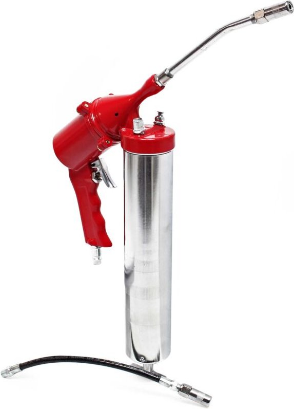 Druckluft Fettpresse mit 400 cm³ Tank und 4-6 bar, einhändige Bedienbarkeit, präzises Schmieren