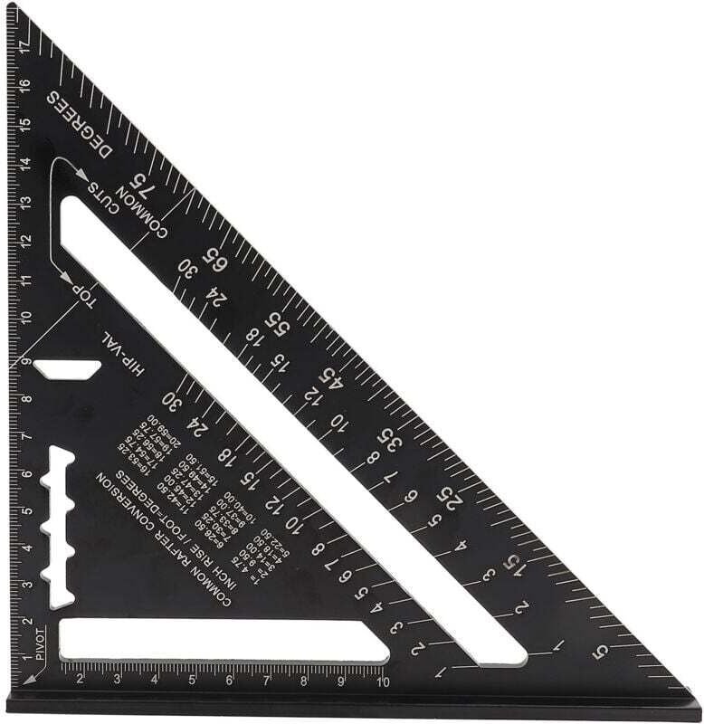 Thumbnail - Ulisem 7" Dreieck-Winkelmesser, schwarze Farbe, Dreieck-Quadrat-Winkellineal, Winkelmesser aus Aluminiumlegierung (metri...