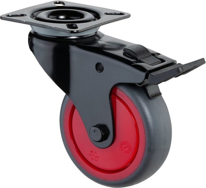 Bs Rollen Gmbh - Lenkrolle mit Totalfeststeller Rad-Ø 75 mm Tragfähigkeit 75 kg mit Anschraubplatte mit Totalfeststeller...