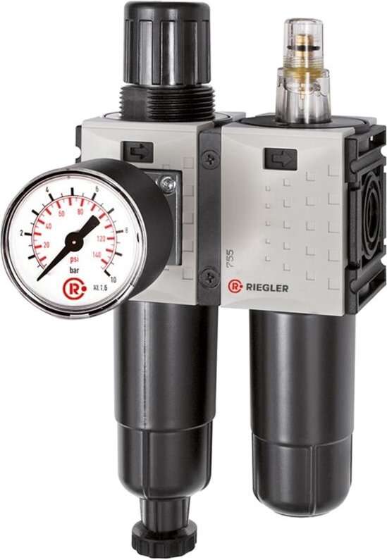 We 2-tlg. »FUTURA-mini«, Metallb., Stand.mano., g 1/4, 0,5-10, ha - Riegler