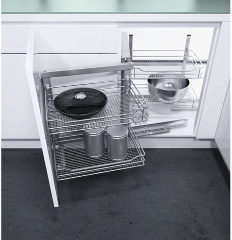 Vauth Sagel Eckschrank Beschlag Cor Fold Schwenkbeschlag Korbvariante links, Stahl silberfarbig