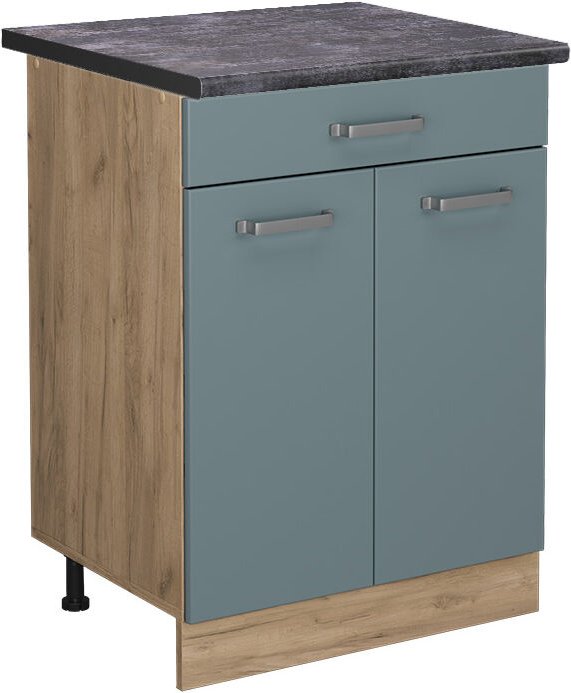 Vicco - Küchenunterschrank R-Line, Blau-Grau, 60 cm mit Schublade, ap Anthrazit