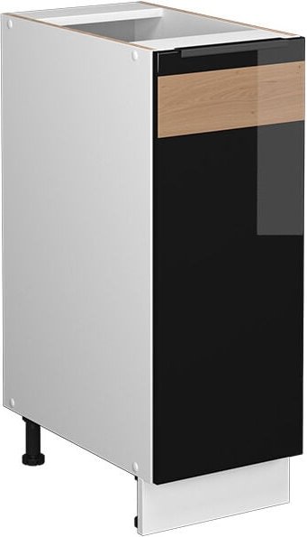 Küchenschränke Fame-Line, Schwarz Eiche hochglanz, 30 cm ohne Arbeitsplatte Vicco