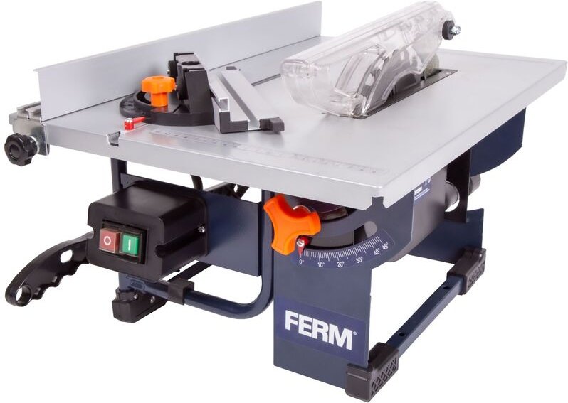 Ferm - Tischkreissäge 800 w – Inkl. ø 200mm 24-Z-Sägeblatt, Gehrungsführung, Parallelführung, Schubstange und Staubsauge...