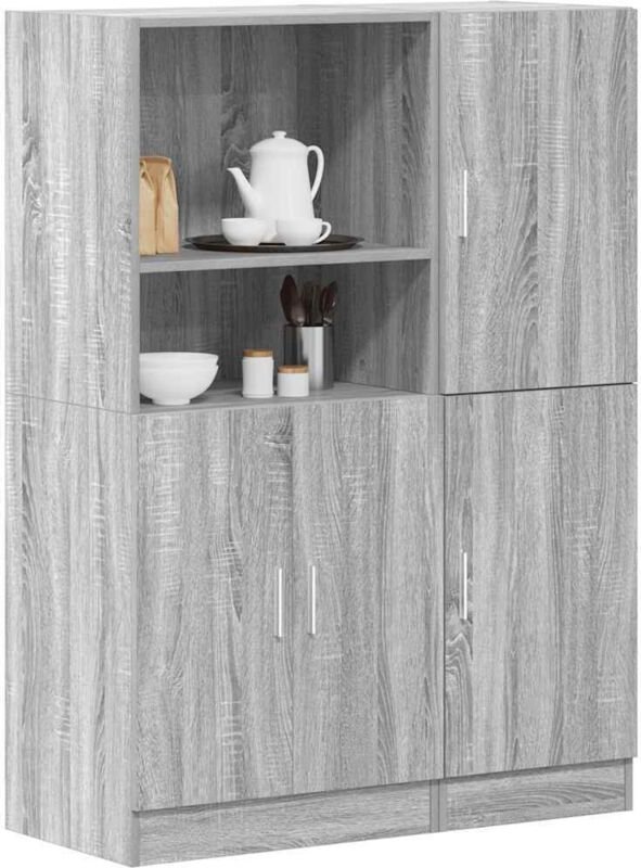 vidaXL 2-tlg. Küchenschrank-Set Grau Sonoma Holzwerkstoff