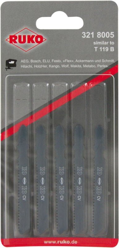 Ruko - 5x Stichsägeblatt 8005 hcs schwarz gewellt - 3218005