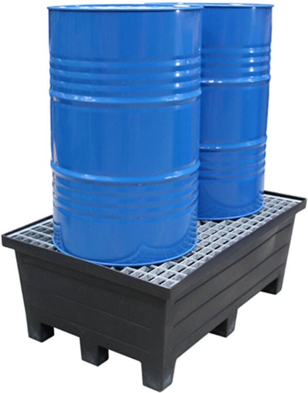 Auffangwannen mit Gitterrost aus verzinktem Stahl für 2 Fässer - Kapazität 240 L - 550kg - BRLECOG240/390008F