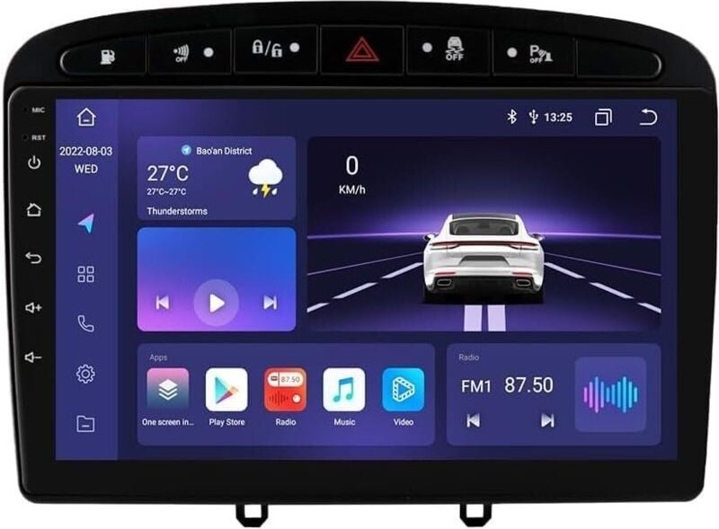 Android12 Autoradio 9 Zoll Touchscreen 8 Core 4GB+32GB für Peugeot 308 308sw 1 2007-2015/Peugeot 408 1 2012-2020 / Peuge...