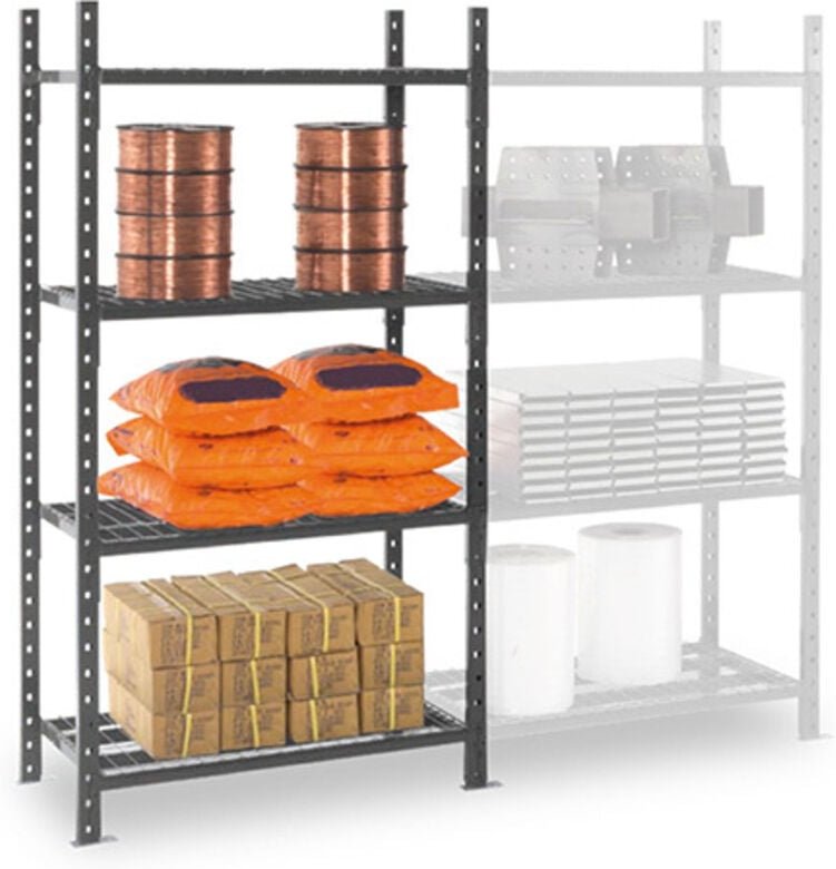 Regale mit Fachböden aus Gitter: Sprinklerstandard - 4 Ebenen - Startmodul - BxHxT: 1260x2000x600mm - RAYOSPR/4N/1260/D