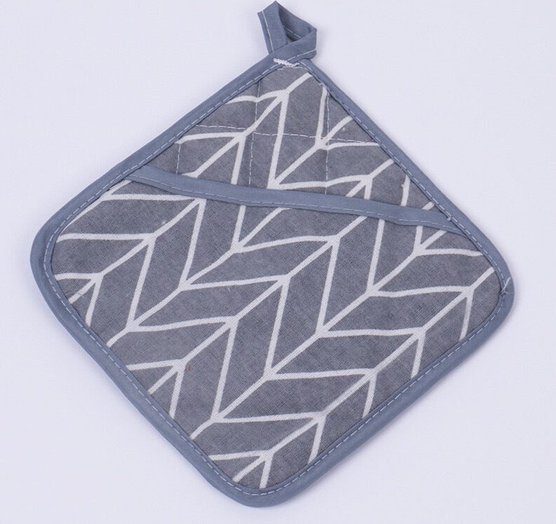 4er-Pack rutschfeste Topflappen aus Baumwolle, hitzebeständige quadratische Küchentopflappen zum Kochen und Backen, grau...