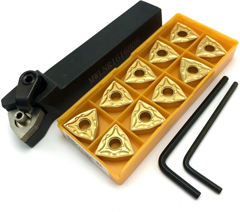 MWLNR2020K08 Drehwerkzeughalter + 10 Stück WNMG080404 Hartmetalleinsätze + Drehschlüssel