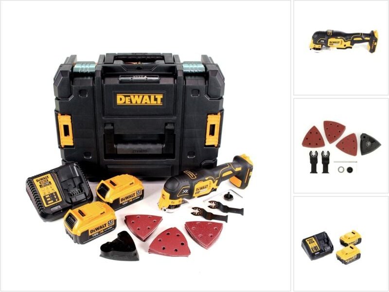 DeWalt DCS 355 M2 Akku Oszillierer Multitool 18 V Brushless + 2x Akku 4,0 Ah + Ladegerät + Zubehör + TSTAK
