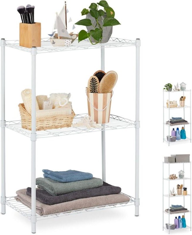 Gewürzregal, minimalistisches stapelbares Regal, 3-lagiges Lagerregal/Schublade, 45 x 30 x 80 cm – Weiß