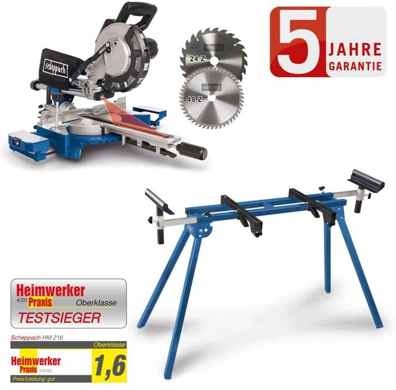 Scheppach Kapp und Gehrungssäge HM216 Zugsäge 2.Sägeblatt Set mit UMF1550