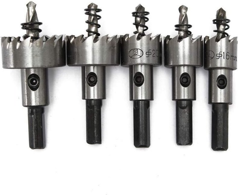 Lochsägenfräser Metallbohrer HSS Stahl Cobalt. 5er Bohrer-Set: 16 + 18,5 + 20 + 25 + 30 mm HSS Cobalt, M35, HRC 64-66, S...