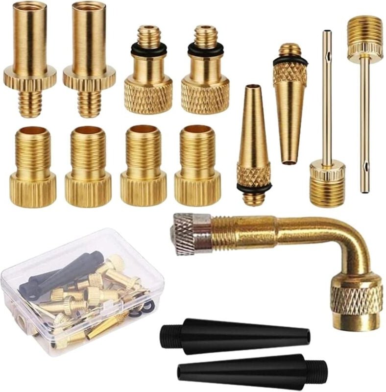 Thumbnail - Messing-Fahrradpumpenadapter Messing-Fahrradpumpenadapter - DV AV SV-Inflator-Adapterset für Ballpumpe und Fahrradreifen...