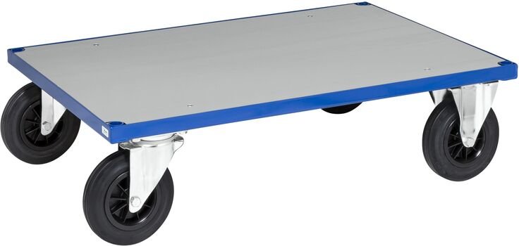 Kongamek Plattformwagen in blau mit verzinkter Ladefläche 1200x800x260mm Gummibereifung und Bremse