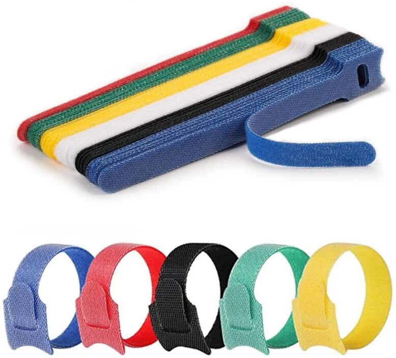 60 Stück Kabelbinder, 15 cm, wiederverwendbar, verstellbar, Klett-Kabelbänder, Kabel-Organizer, 6 Farben