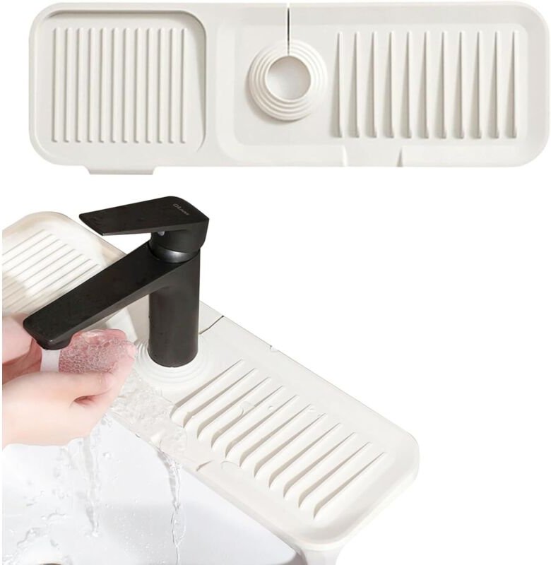 Gabrielle - 45 x 14 cm Silikon-Wasserhahnmatte, Abtropfmatte für Küchenspülen, Wasserhahnschutz und Abflussmatte, Spritz...