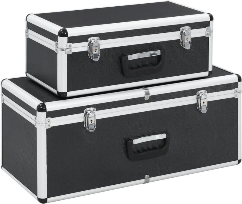 Aufbewahrungskoffer 2 Stk. Schwarz Aluminium - Vidaxl
