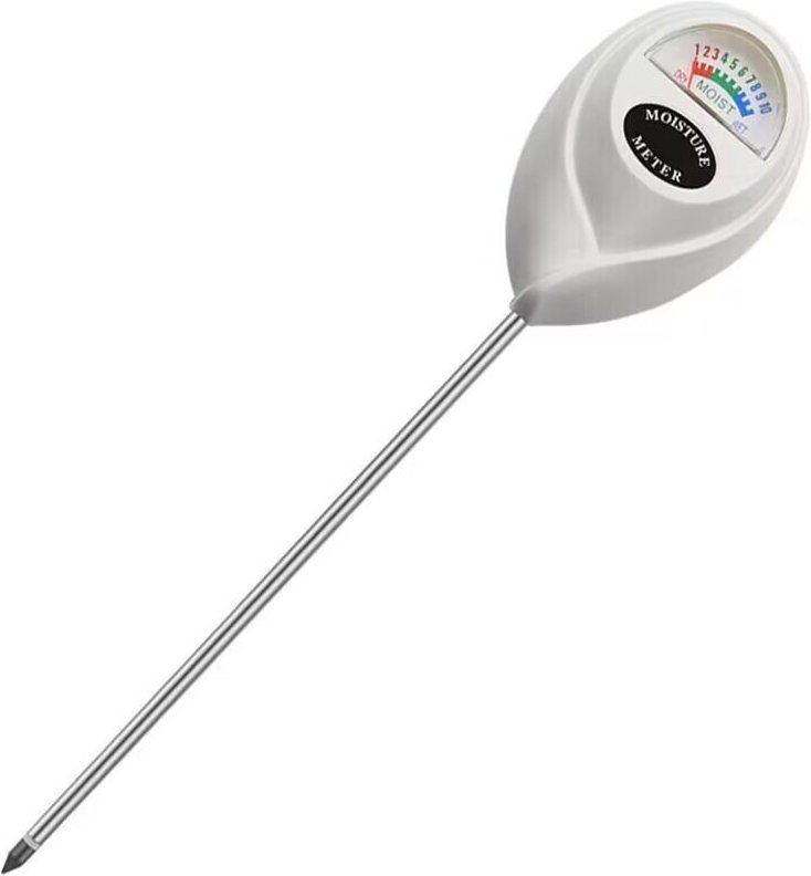 Bodenfeuchtigkeitsmessgerät, lange Sonde für Garten- und Rasenflächen im Innen- und Außenbereich, keine Batterien (weiß)