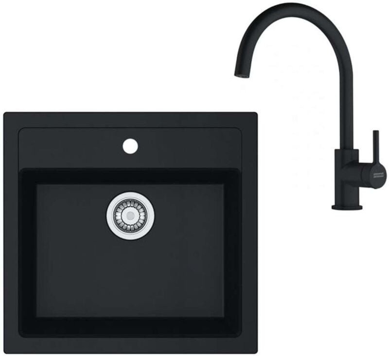 Franke Sets - Küchenset T122Č, Tectonite-Spüle SID 610 und Armatur FC 6018.901, schwarz/schwarz matt 143.0687.310