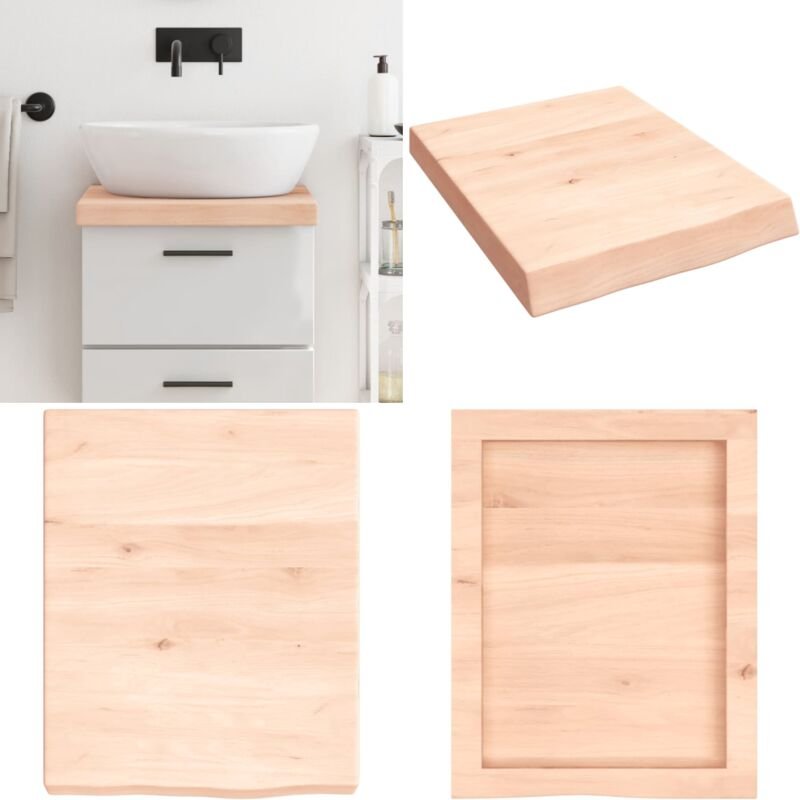 Waschtischplatte 40x50x(2-6) cm Massivholz Unbehandelt - Waschtischplatte - Eiche - Holzarbeitsplatte - Badrenovierung -...