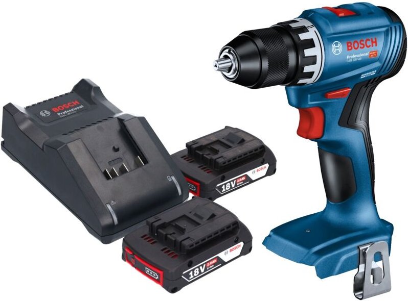 Bosch GSR 18V-45 Professional Akku Bohrschrauber 18 V 45 Nm Brushless + 2x Akku 2,0 Ah + Ladegerät