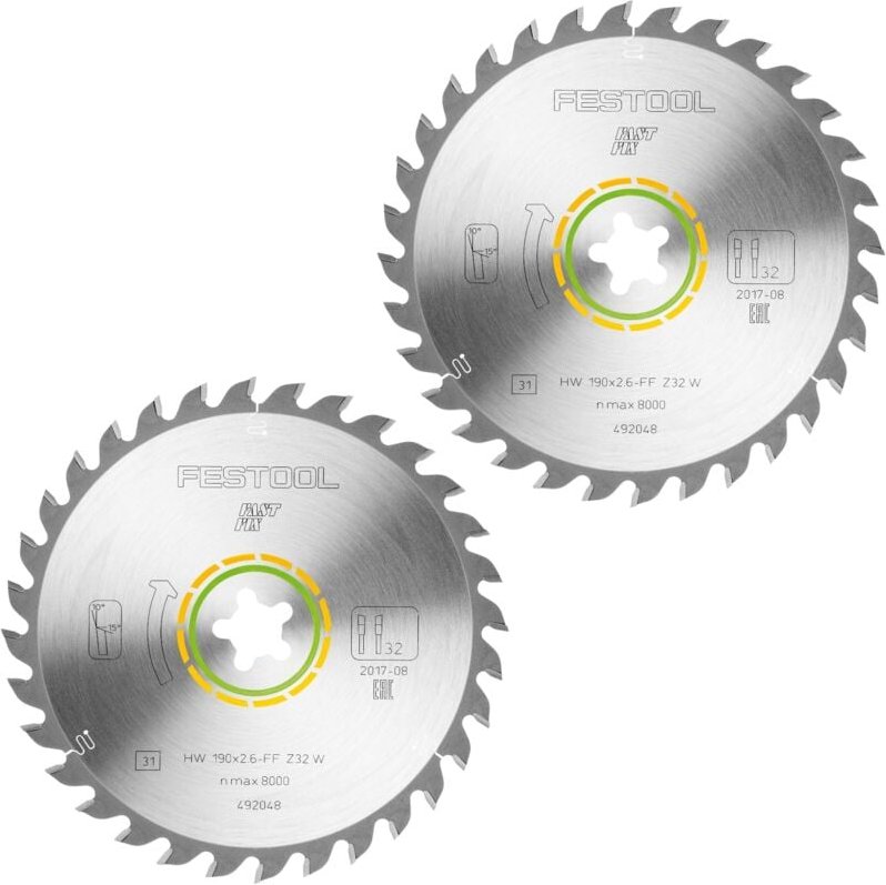 Hw 190x2,6 ff W32 Kreissägeblatt wood universal 2 Stk. ( 2x 492048 ) 190 x 2,6 mm 32 Zähne für alle Hölzer, Holzwerkstof...