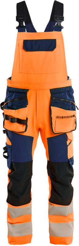 Arbeitslatzhose mit Stretch-Trägern 4D Hochsichtbarkeit 2626 – Orange/Navy 56C