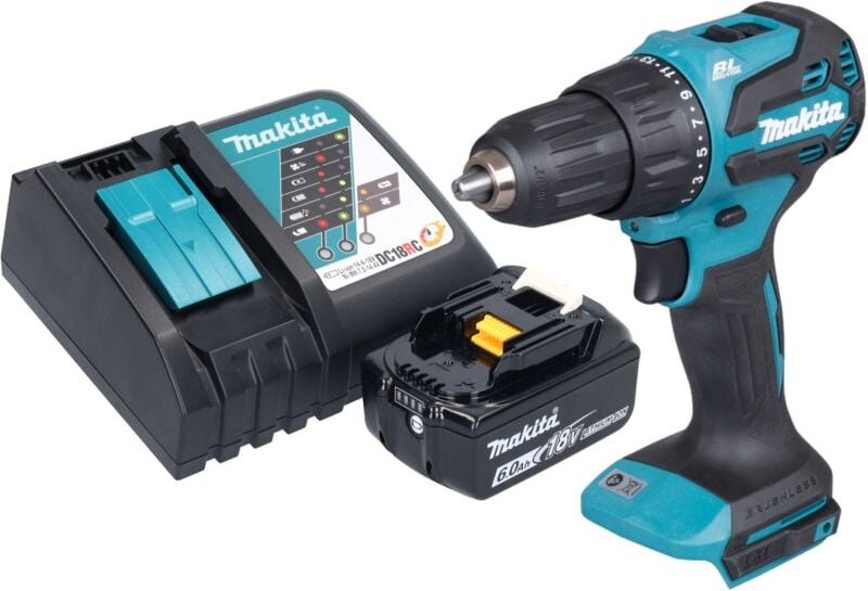 Makita DHP 490 RG1 Akku Schlagbohrschrauber 18 V 65 Nm Brushless + 1x Akku 6,0 Ah + Ladegerät
