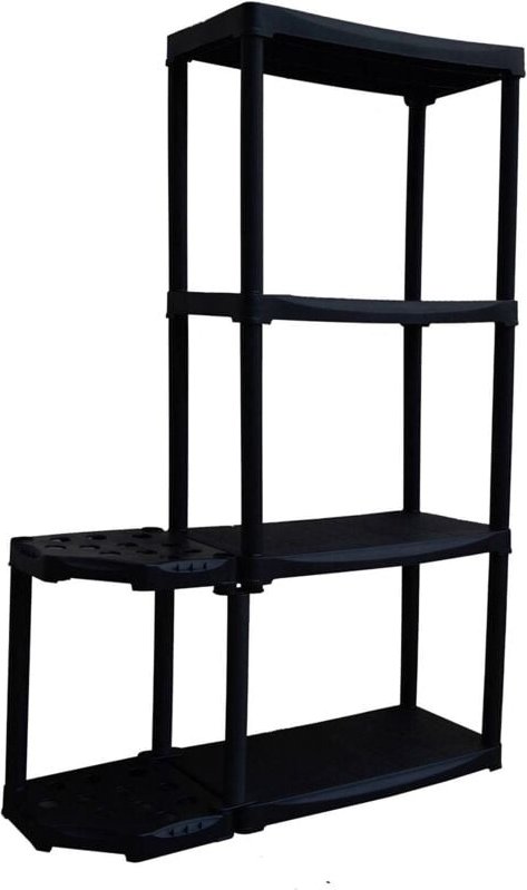 Reversible Eckregal mit Polypropylen Rack, Regal für Innen oder Außenbereich, 100% Made in Italy, 90x30H133 cm, Anthrazi...