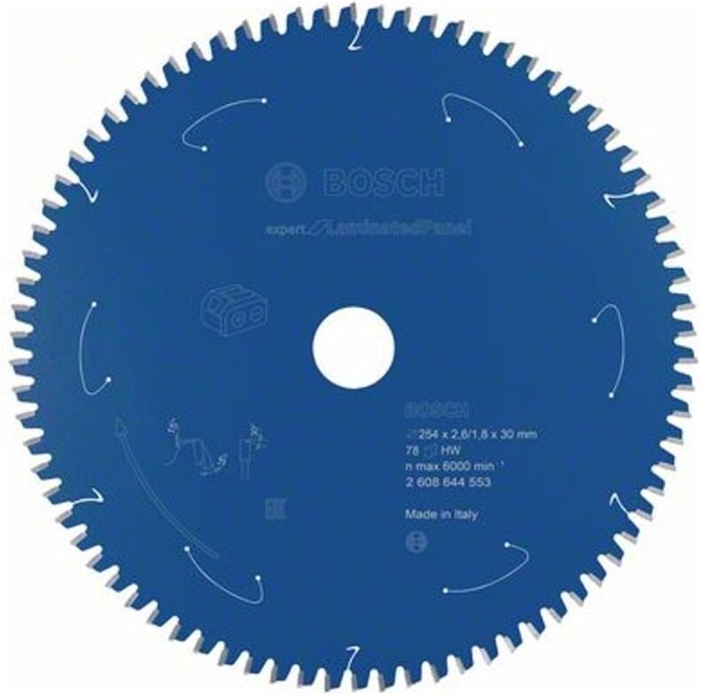 Akku-Kreissägeblatt Expert for Laminated Panel, 254 x 2,6/1,8 x 30, 78 Zähne - Bosch