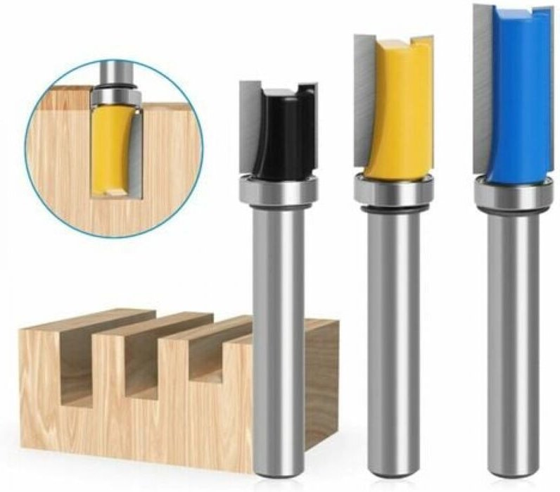 3-teiliger 8-mm-Hartmetall-Fräser mit Fräser mit oberem Lager, fester Kopierfräser - Ymyny