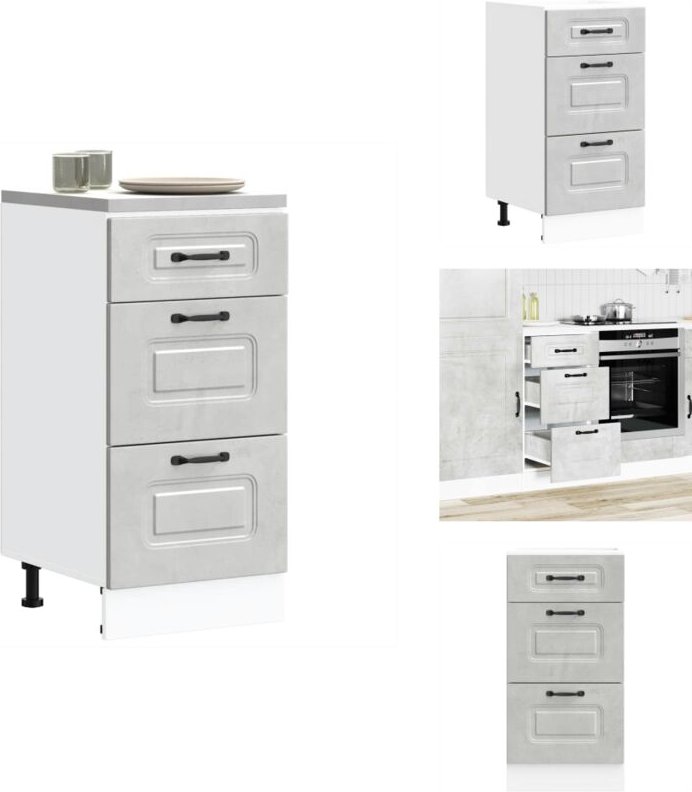 Küchenunterschrank Kalmar Betongrau Holzwerkstoff - Küchenunterschrank - Küchenunterschränke - Spülenunterschrank - Unte...