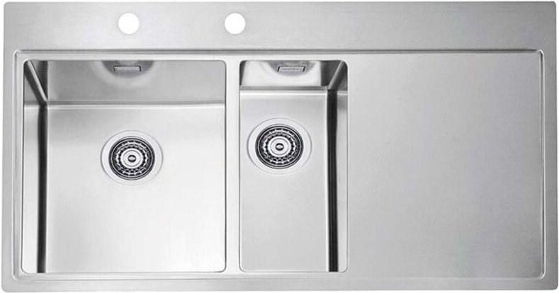 Pure - Spüle, 98x53 cm, mit Ablaufbedienung, links, Edelstahl 1103654 - Alveus