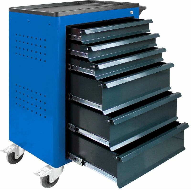 Thumbnail - Werkzeugwagen Werkstattwagen Basic Werkzeug Rollwagen mit 6 Schubladen blau - ADB