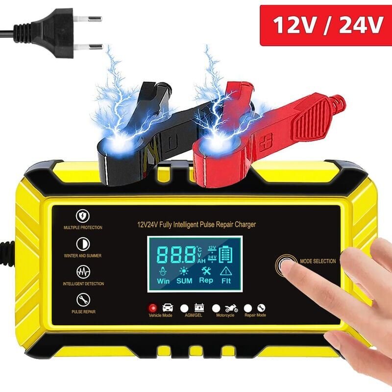 Ymyny - Autobatterieladegerät – 24 v 12 V/8 a intelligentes Batterieladegerät, LCD-Display, Batterieladegerät-Wartungsge...