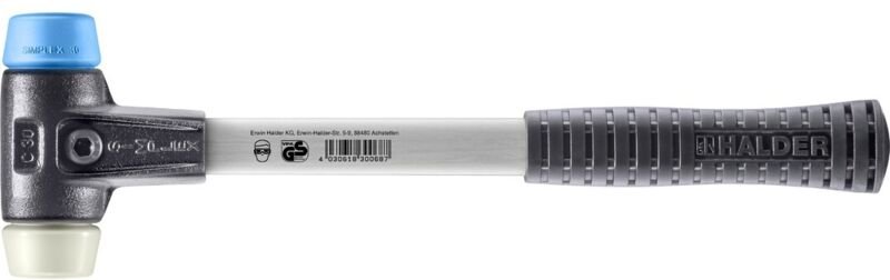 SIMPLEX-Schonhammer, TPE-soft / Nylon mit verstärktem Tempergussgehäuse und Fiberglasstiel D=30 mm 3718.030