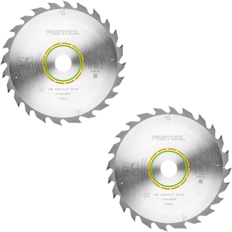Festool HW 230x2,5x30 W24 Kreissägeblatt WOOD STANDARD 2 Stk. ( 2x 500647 ) 230 x 2,5 x 30 mm 24 Zähne für alle Holzwerk...