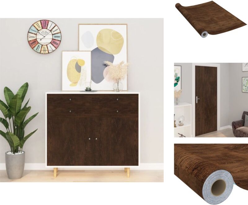 Fensterfolie - Living Selbstklebende Möbelfolie Dunkle Eiche 500 x 90 cm pvc - Braun
