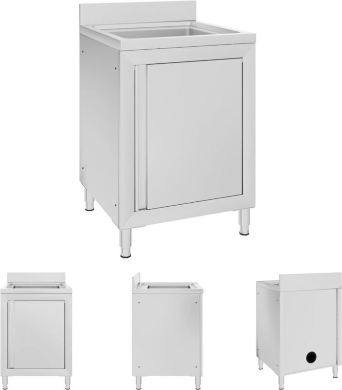 The Living Store - Gastro-Spülenunterschrank 60x60x96 cm Edelstahl - Gastronomie