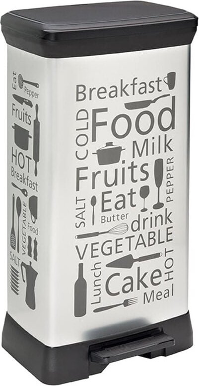 Curver - Deco bin 50L Treteimer, 39 x 29 x 73 cm, Küchenmotiv (205873)