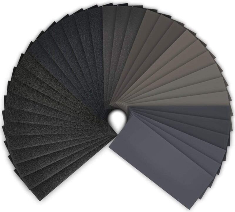 Schleifpapier, 120 bis 3000 Körnung Wasser/Trockenschleifpapier 9 x 3,6 Zoll, zum Polieren von Metall, Holz, Autos, nass...