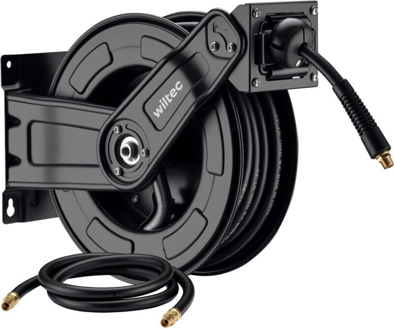 Wiltec - Druckluft Schlauchtrommel 15 m, automatische Druckluftschlauchtrommel Stahl, 20 bar Drucklufttrommel, Schlaucha...
