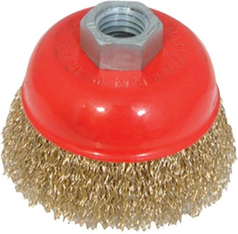 Stahldraht-Topfbürste, vermessingt, gewellt 75 mm