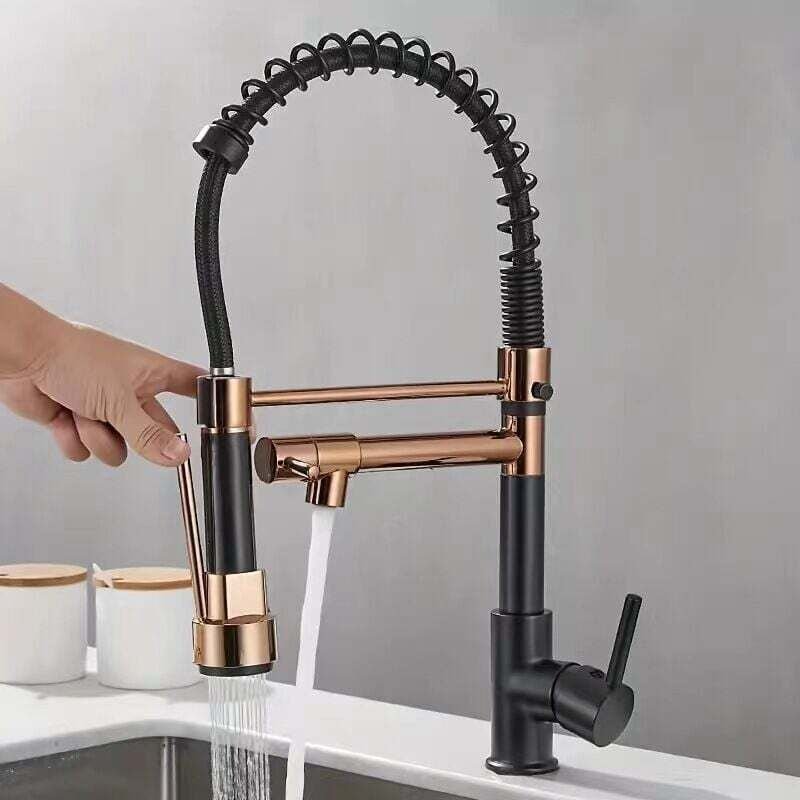 Rubinetto da cucina estraibile, 2 getti, miscelatore monocomando, girevole a 360°, disponibile con acqua calda e fredda,...