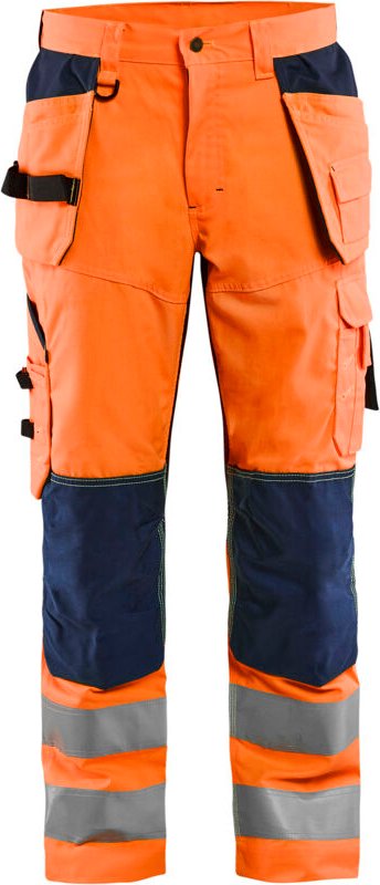 Atmungsaktive Hochsichtbarkeits-Arbeitshose Stretch 1565 - Neonorange/Marine S - FR(40) - SE(C46) - Kurz